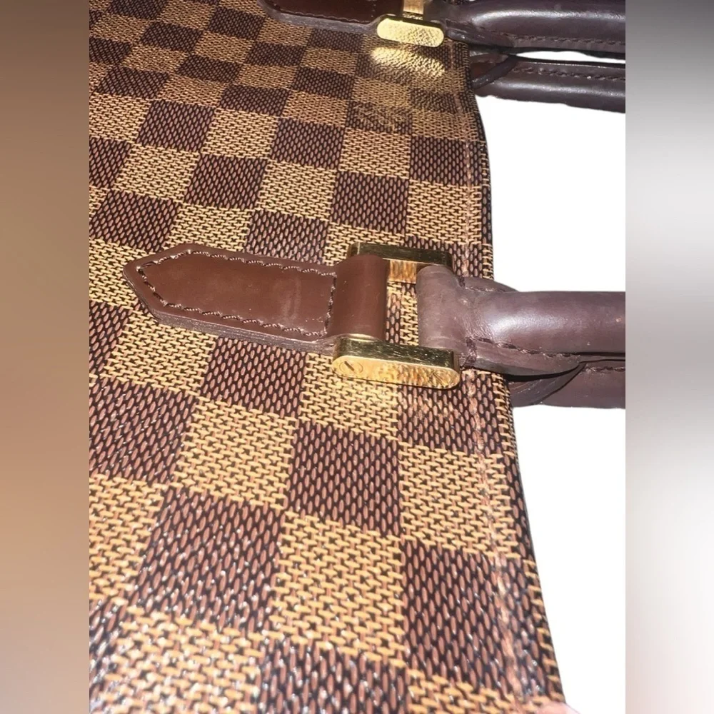 EUC Louis Vuitton Authentic Damier Ebene Sac Plat Tote Handbag COA Neutral Brown